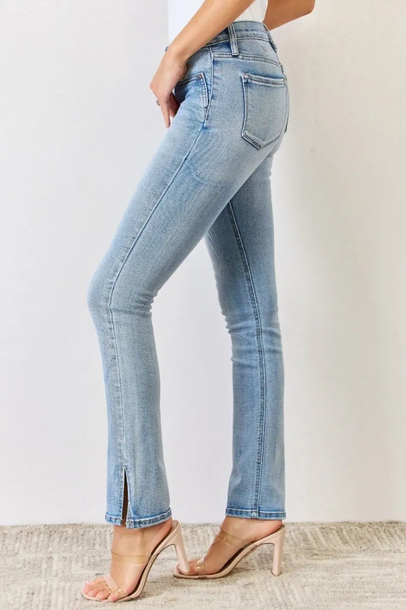 Women's Jeans - Mid Rise Bootcut Slit - Y2K Flattering Fit