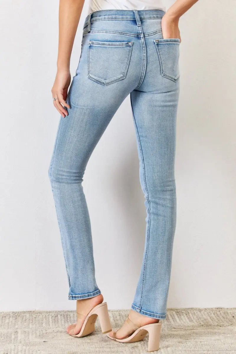 Women's Jeans - Mid Rise Bootcut Slit - Y2K Flattering Fit