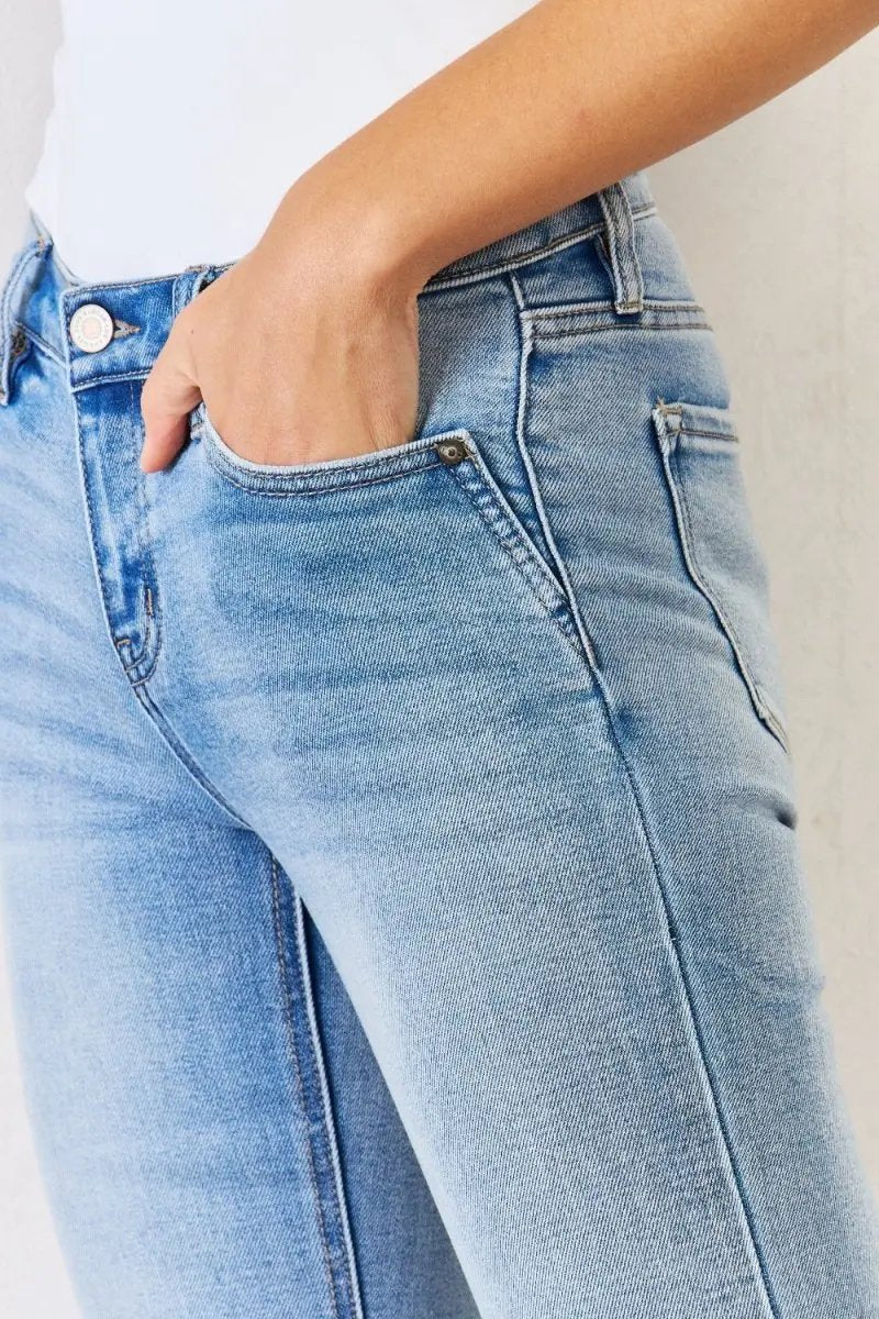 Women's Jeans - Mid Rise Bootcut Slit - Y2K Flattering Fit