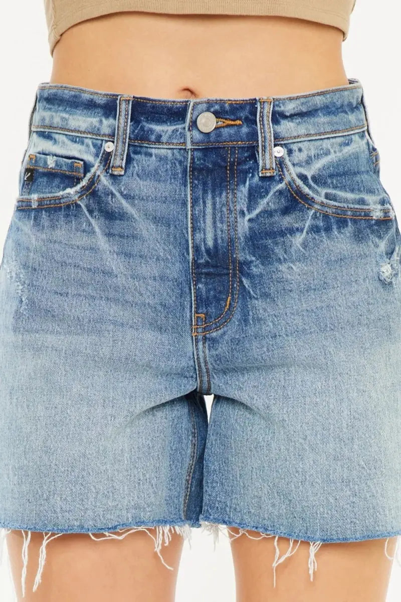 Women's Denim Shorts Denim Shorts - High Waist Raw Hem - Casual Women's