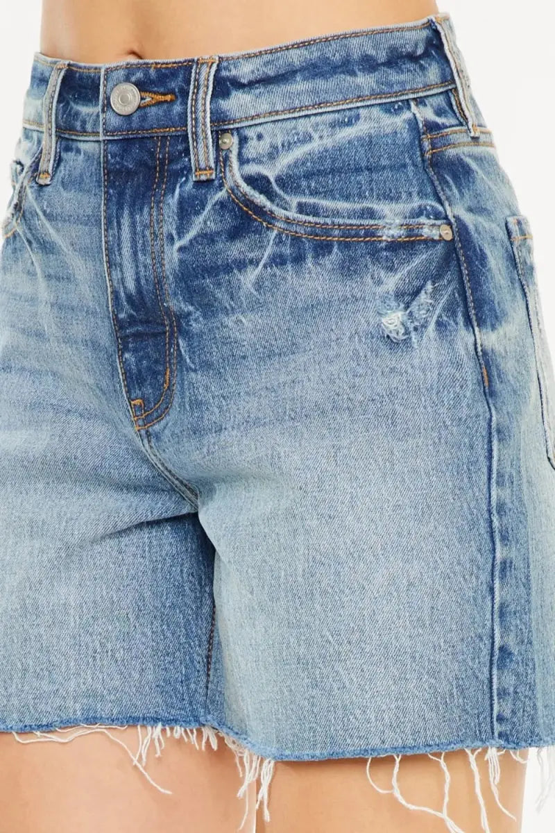 Women's Denim Shorts Denim Shorts - High Waist Raw Hem - Casual Women's