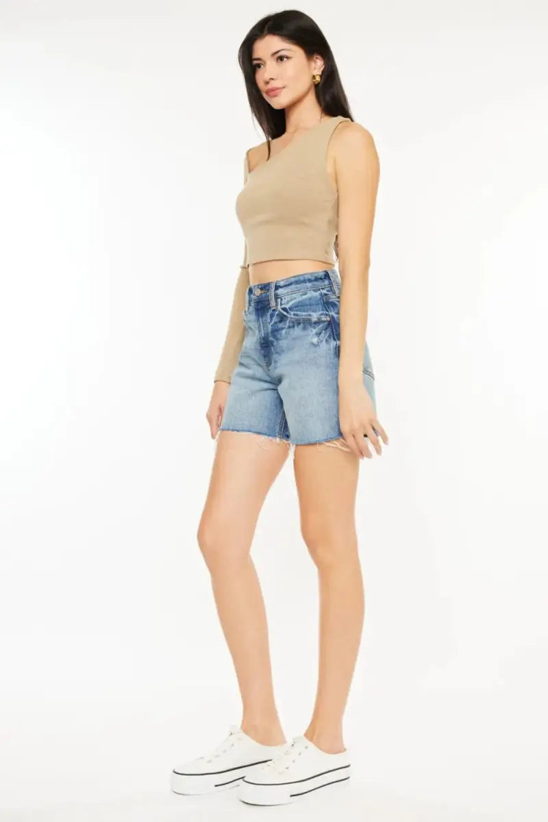 Women's Denim Shorts Denim Shorts - High Waist Raw Hem - Casual Women's