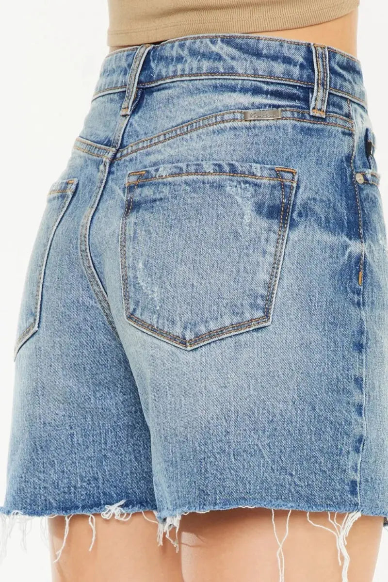 Women's Denim Shorts Denim Shorts - High Waist Raw Hem - Casual Women's