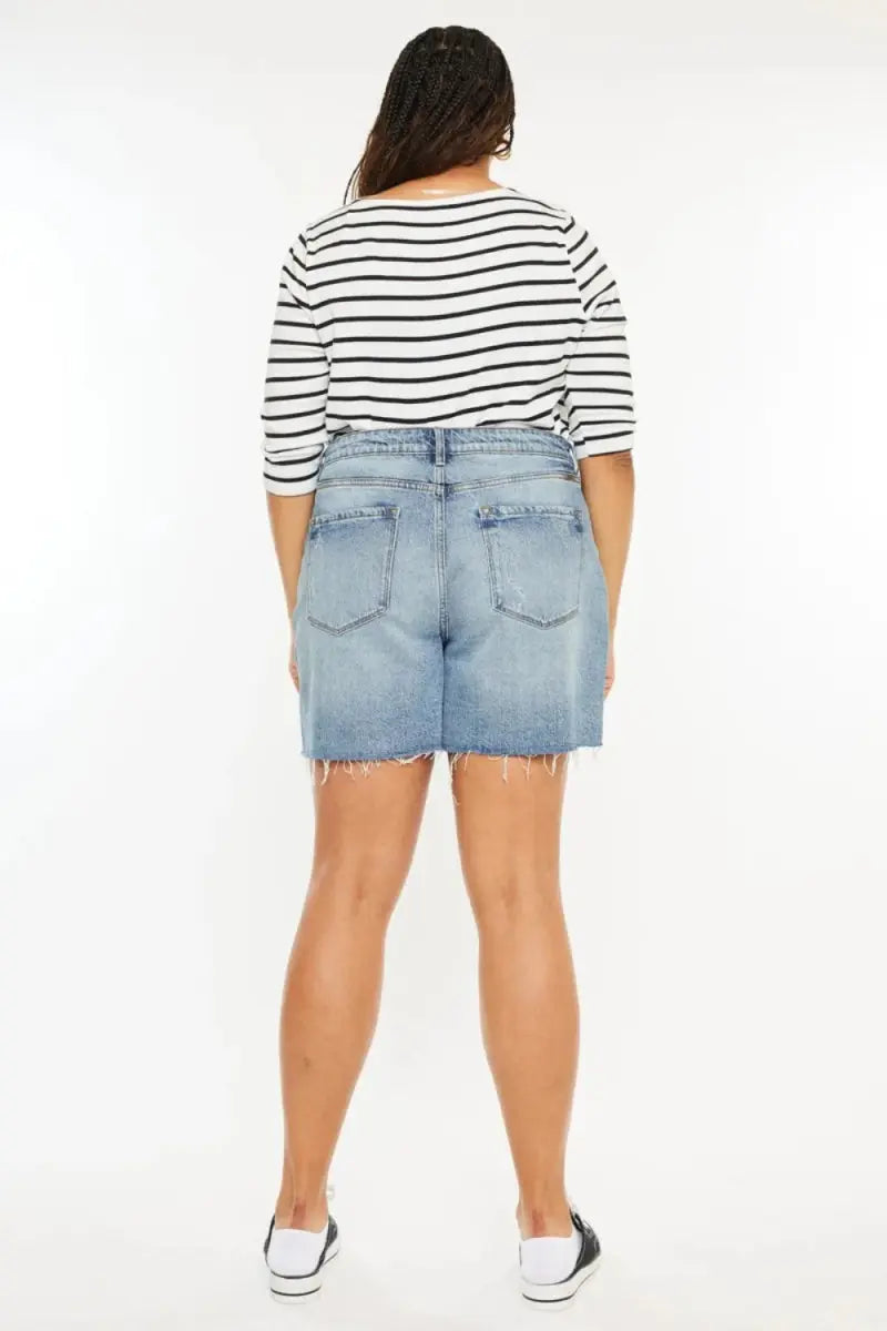 Women's Denim Shorts Denim Shorts - High Waist Raw Hem - Casual Women's