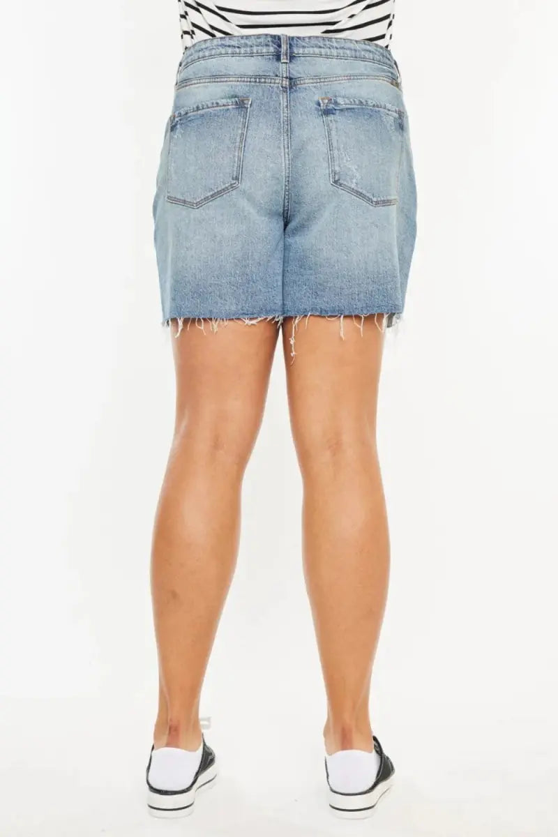Women's Denim Shorts Denim Shorts - High Waist Raw Hem - Casual Women's