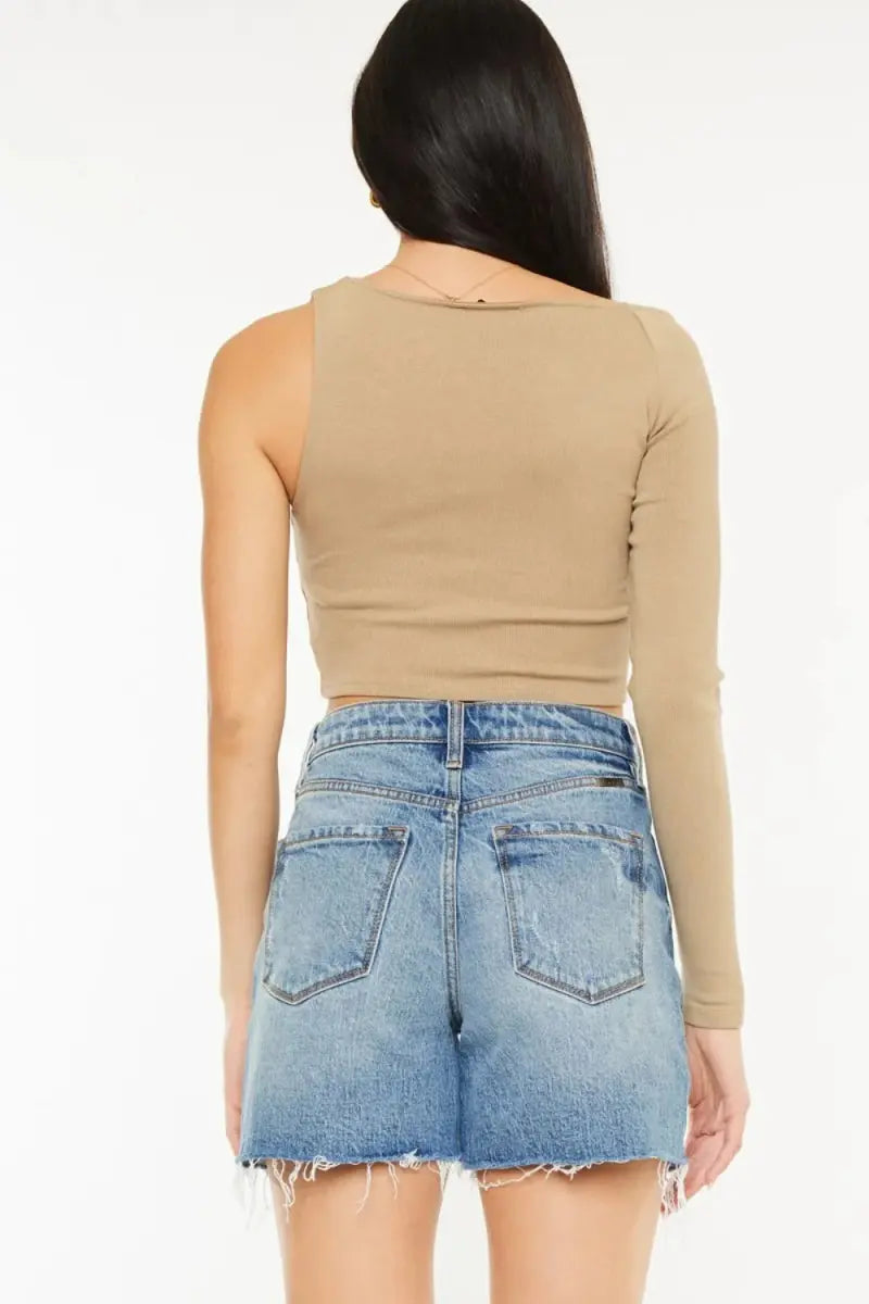 Women's Denim Shorts Denim Shorts - High Waist Raw Hem - Casual Women's
