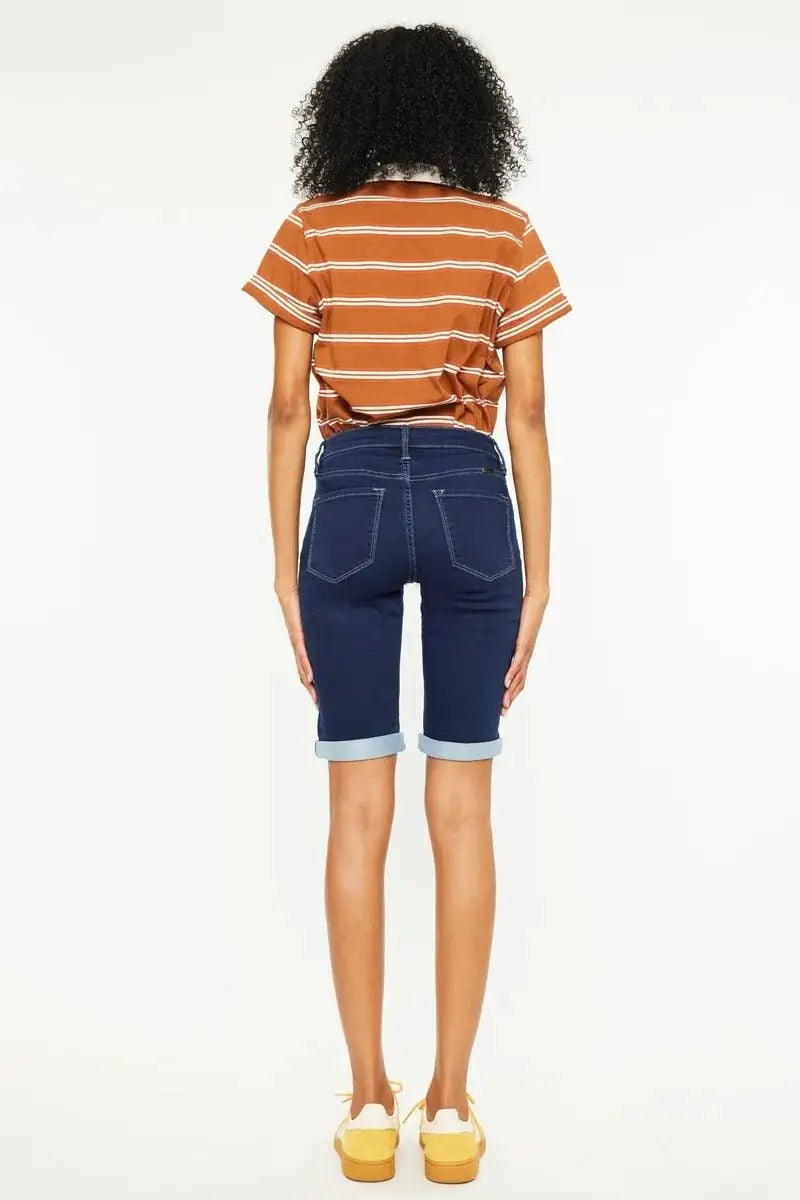 Women's Denim Bermuda Shorts Denim Shorts - Mid Rise Bermuda - Casual Summer Style