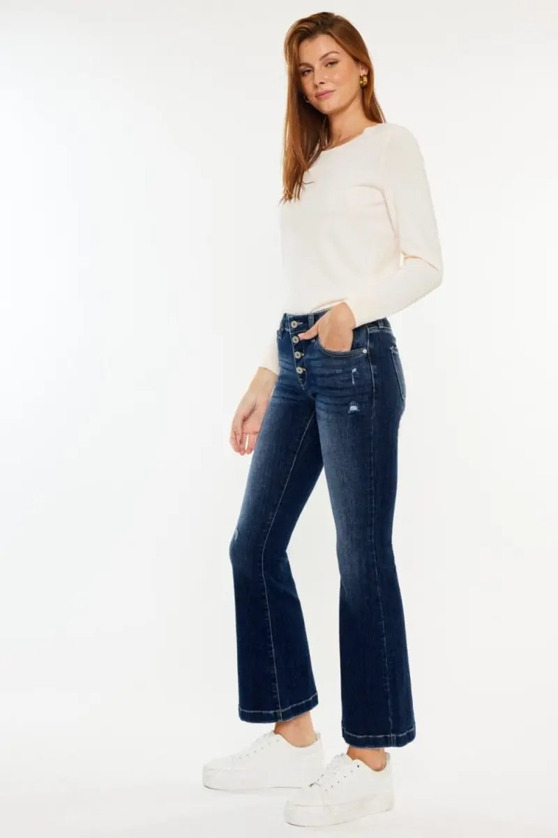 Shoes Trendsi Kancan Mid Rise Jeans + Everyday Wear + Flare Jeans + Button Fly + Comfy Fit