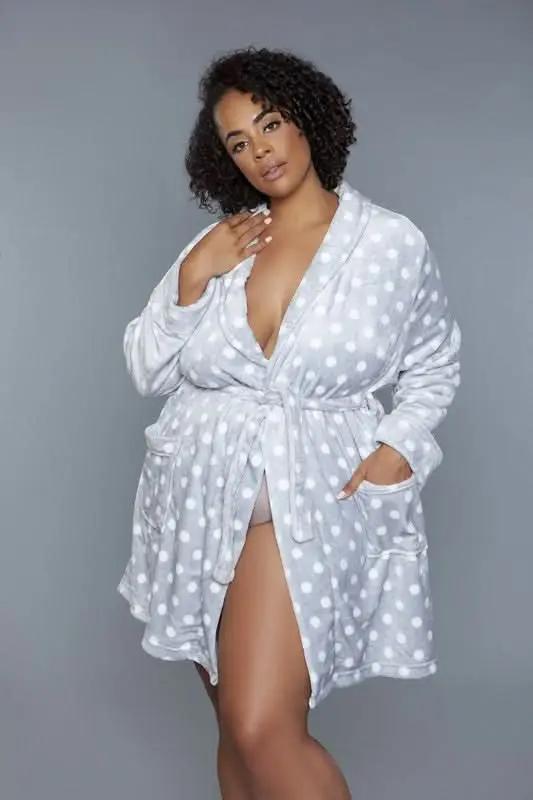 T-Shirts Premium BE WICKED Kaylee Robe - Polka Dot Pink/White, Plus Size 2X/3X