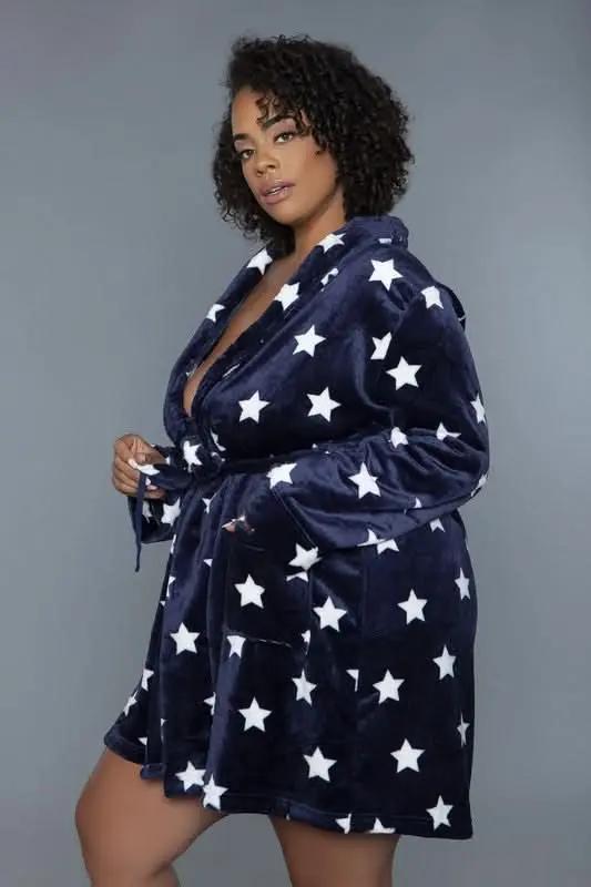 T-Shirts Premium BE WICKED Kaylee Robe - Star Print, Navy/White, Size L/XL