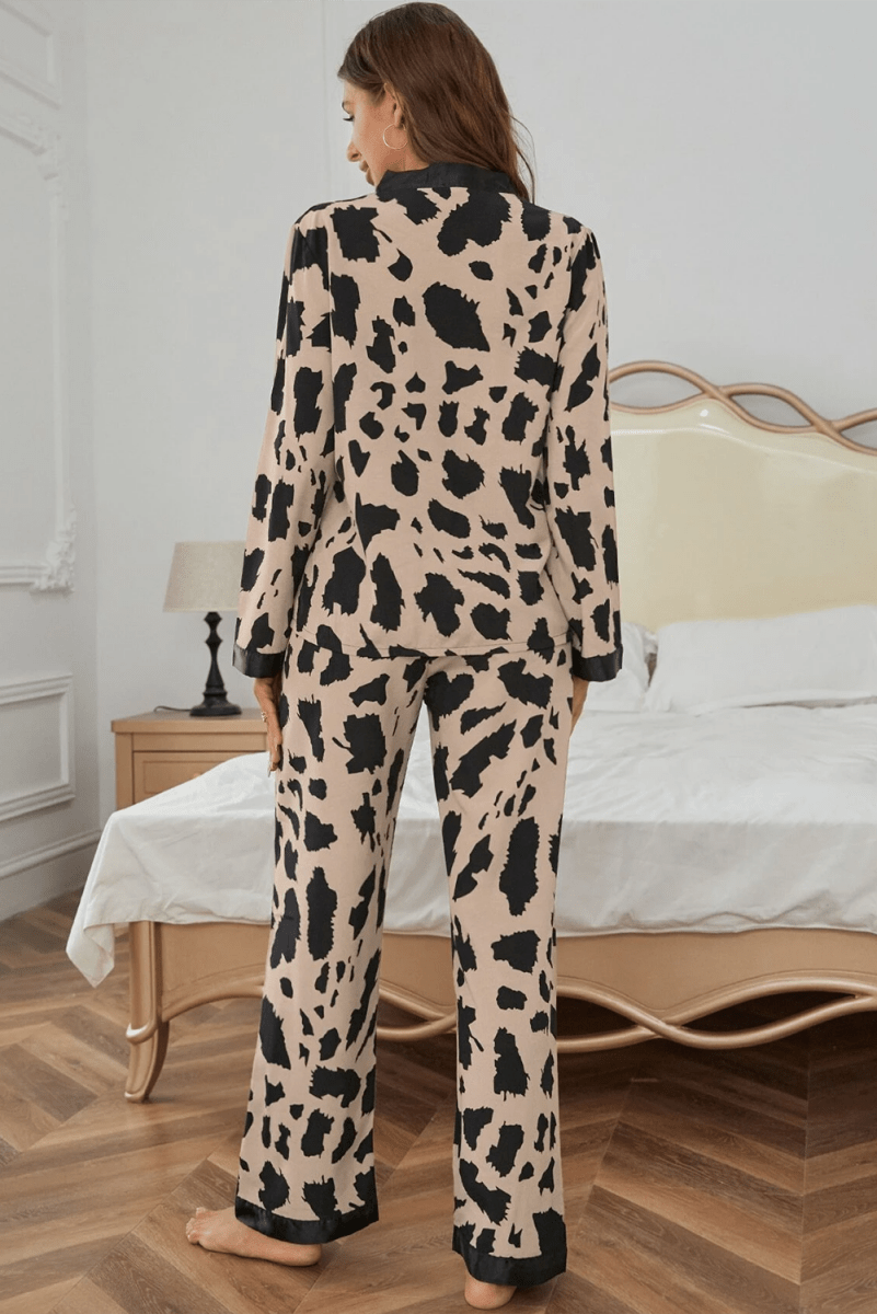 Accessories Love Salve Khaki Cheetah Loungewear Women's Sleepwear Set Comfy & Stylish