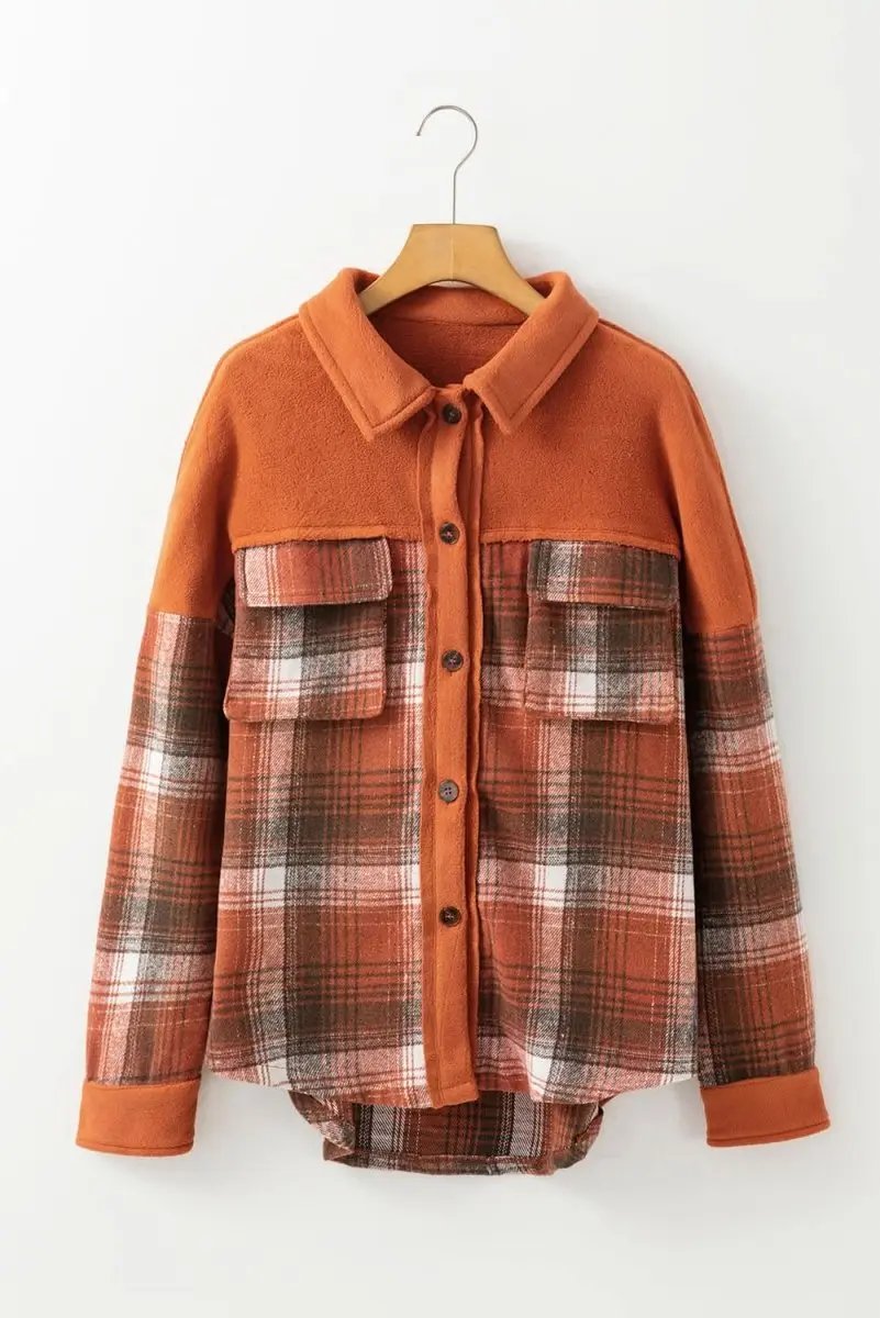 Khaki Plaid Shacket | Love Salve Polyester