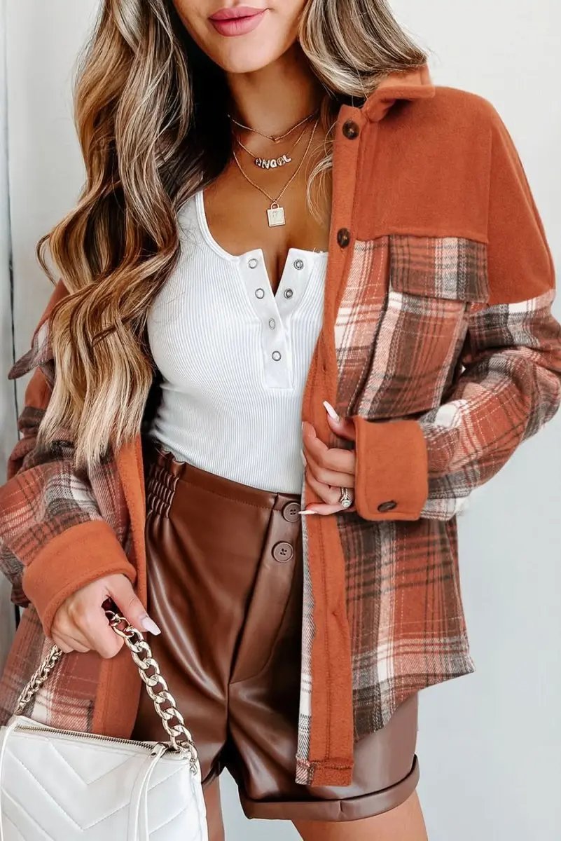 Khaki Plaid Shacket | Love Salve Polyester