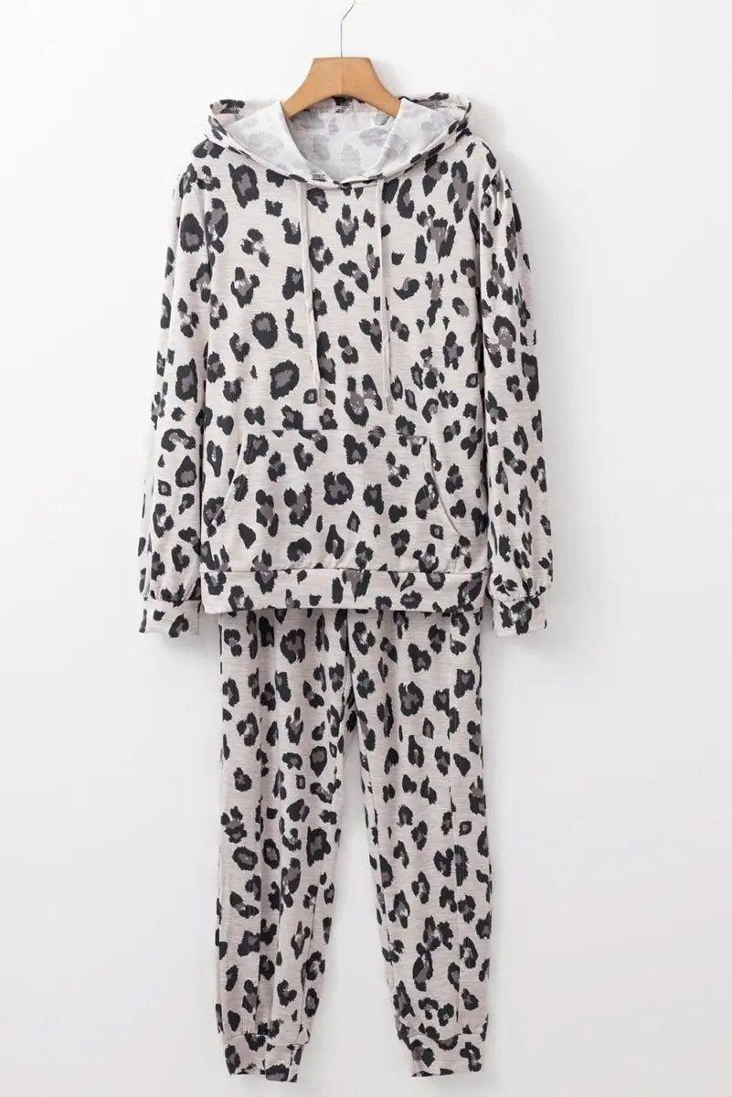 Love Salve Leopard Lounge Set Women's Hoodie & Pants