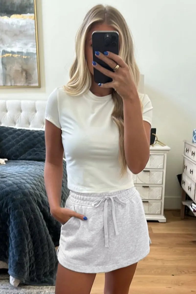 Love Salve Terry Knit Skort with Pockets - Casual Mini