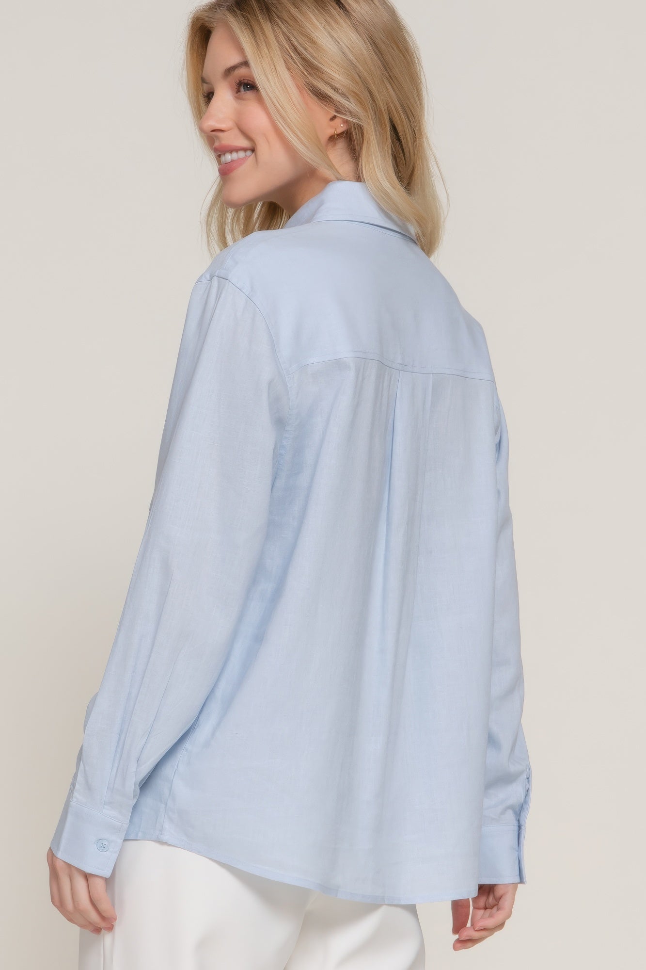 Long Sleeve Linen Blend Shirt