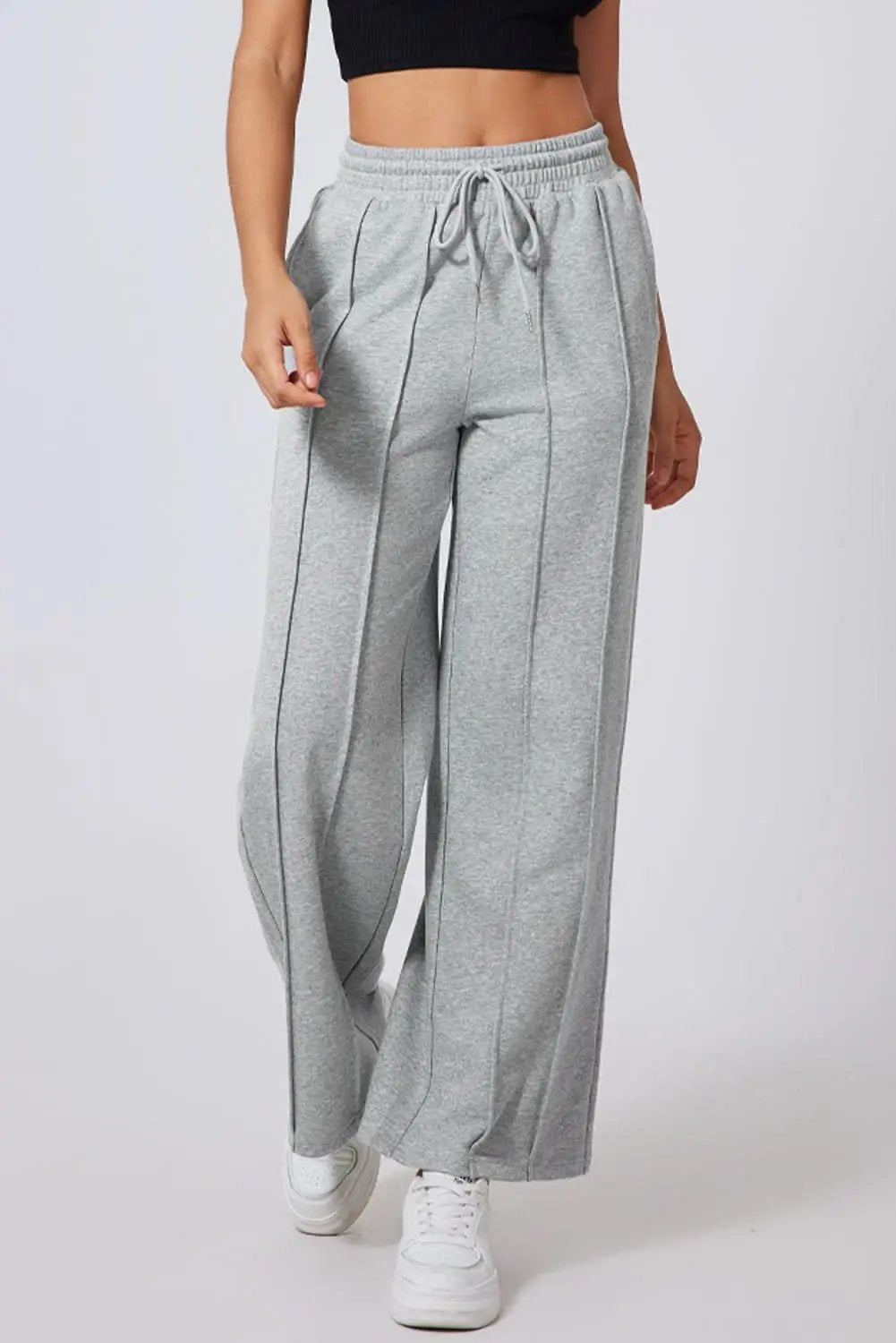Love Salve Gray Wide Leg Women's Sweatpants Trendy High Waist Comfort