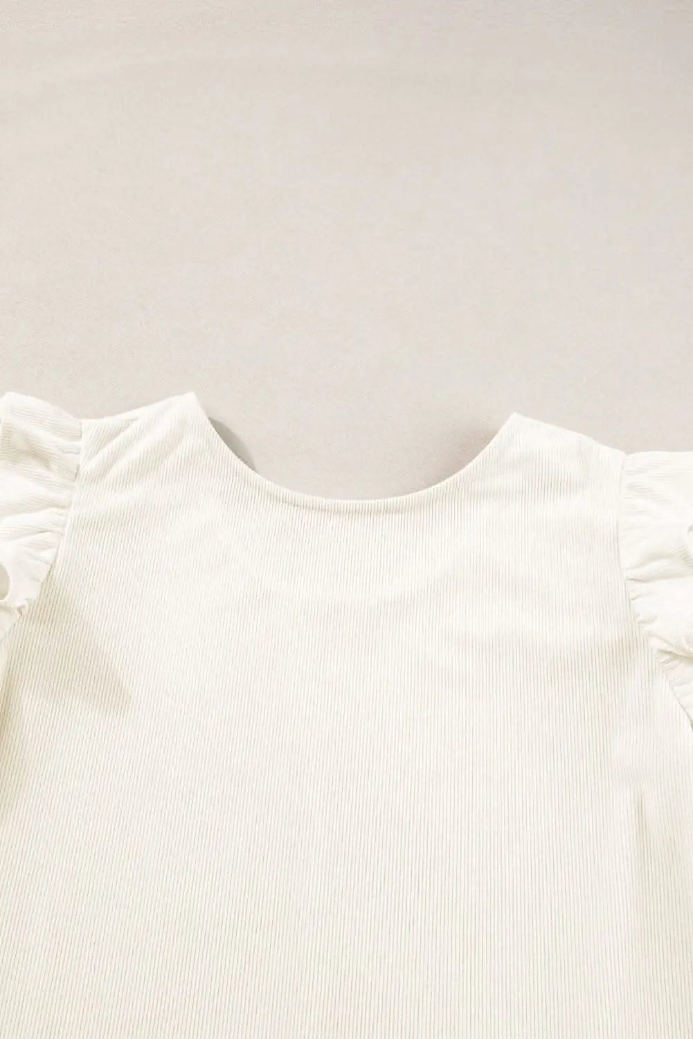 Pants Love Salve Chic beige corduroy blouse with ruffle sleeves