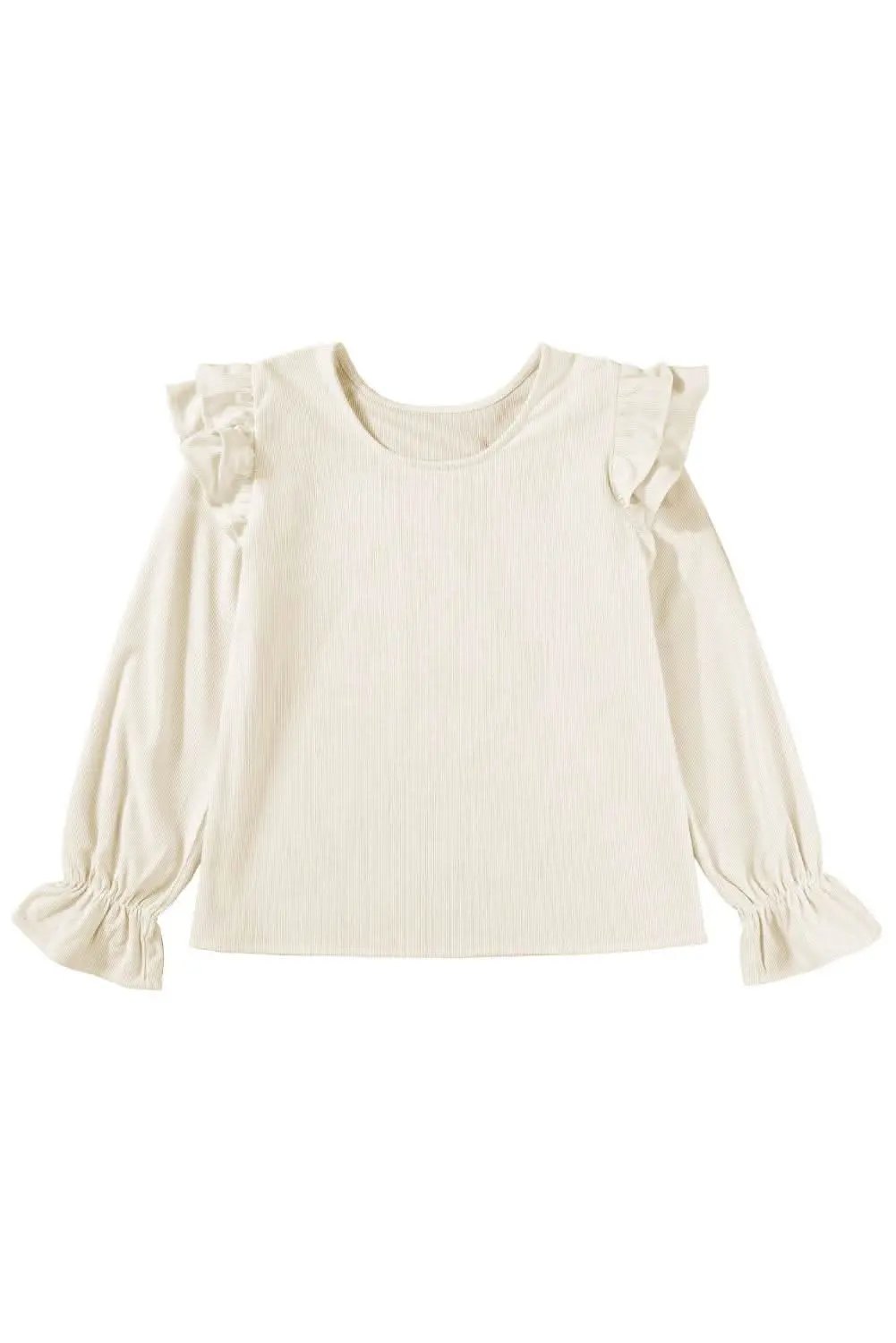 Pants Love Salve Chic beige corduroy blouse with ruffle sleeves
