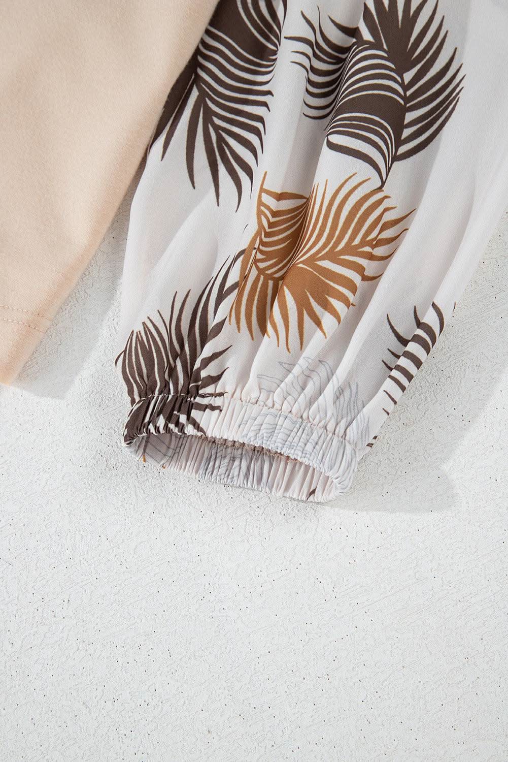 Pants Love Salve Palm Print Blouse Women's Fashion Top Puff Sleeves Chic Style
