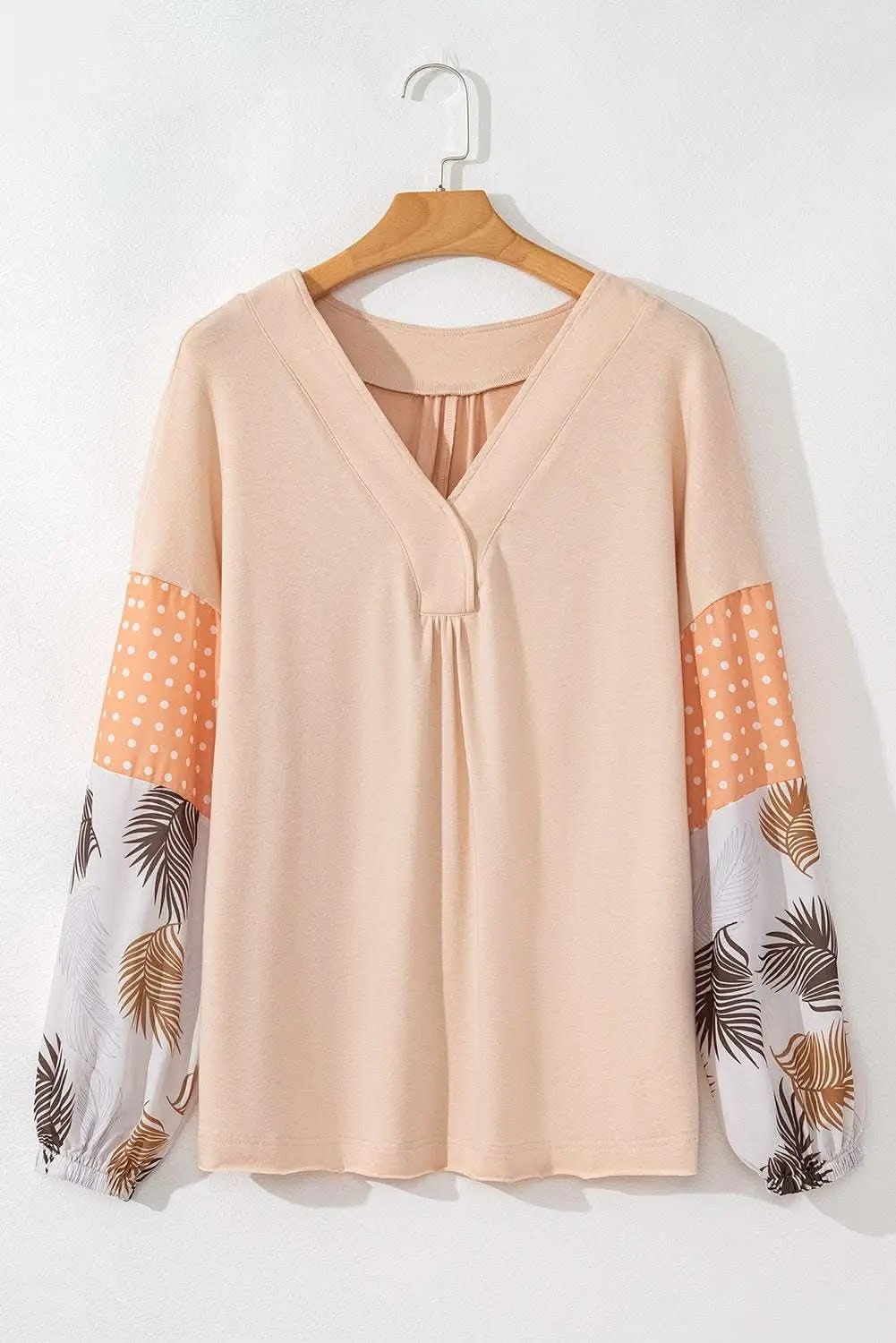 Pants Love Salve Palm Print Blouse Women's Fashion Top Puff Sleeves Chic Style