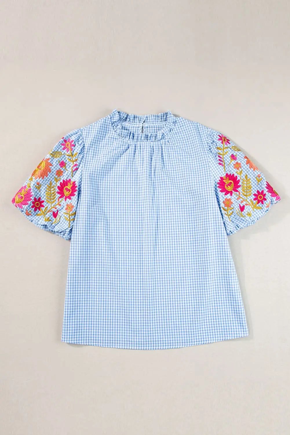 Clothing & Apparel Love Salve Light blue floral blouse with puff sleeves