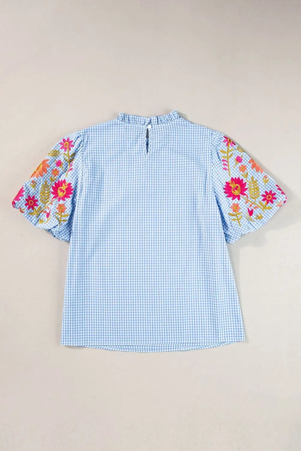 Clothing & Apparel Love Salve Light blue floral blouse with puff sleeves