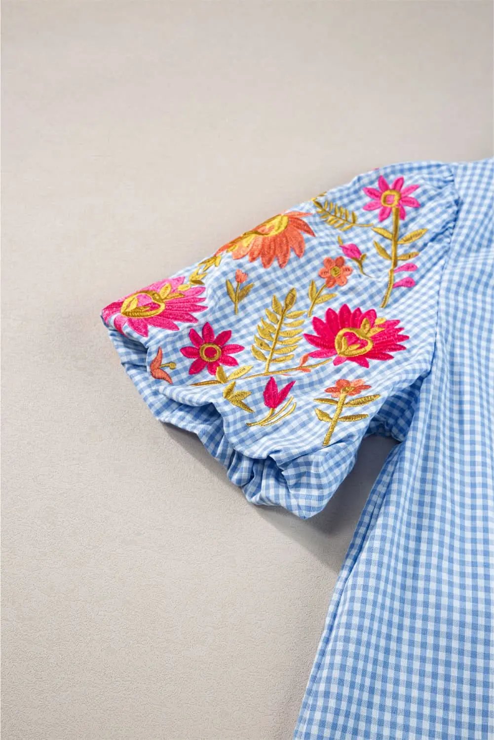 Clothing & Apparel Love Salve Light blue floral blouse with puff sleeves