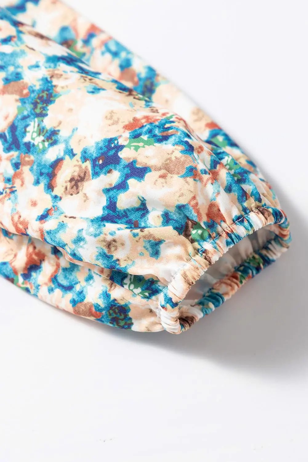 Accessories Love Salve Floral mock neck blouse - sky blue
