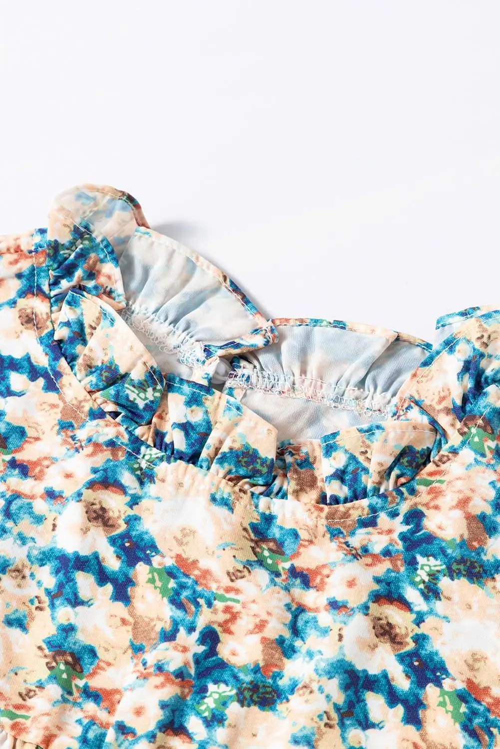 Accessories Love Salve Floral mock neck blouse - sky blue