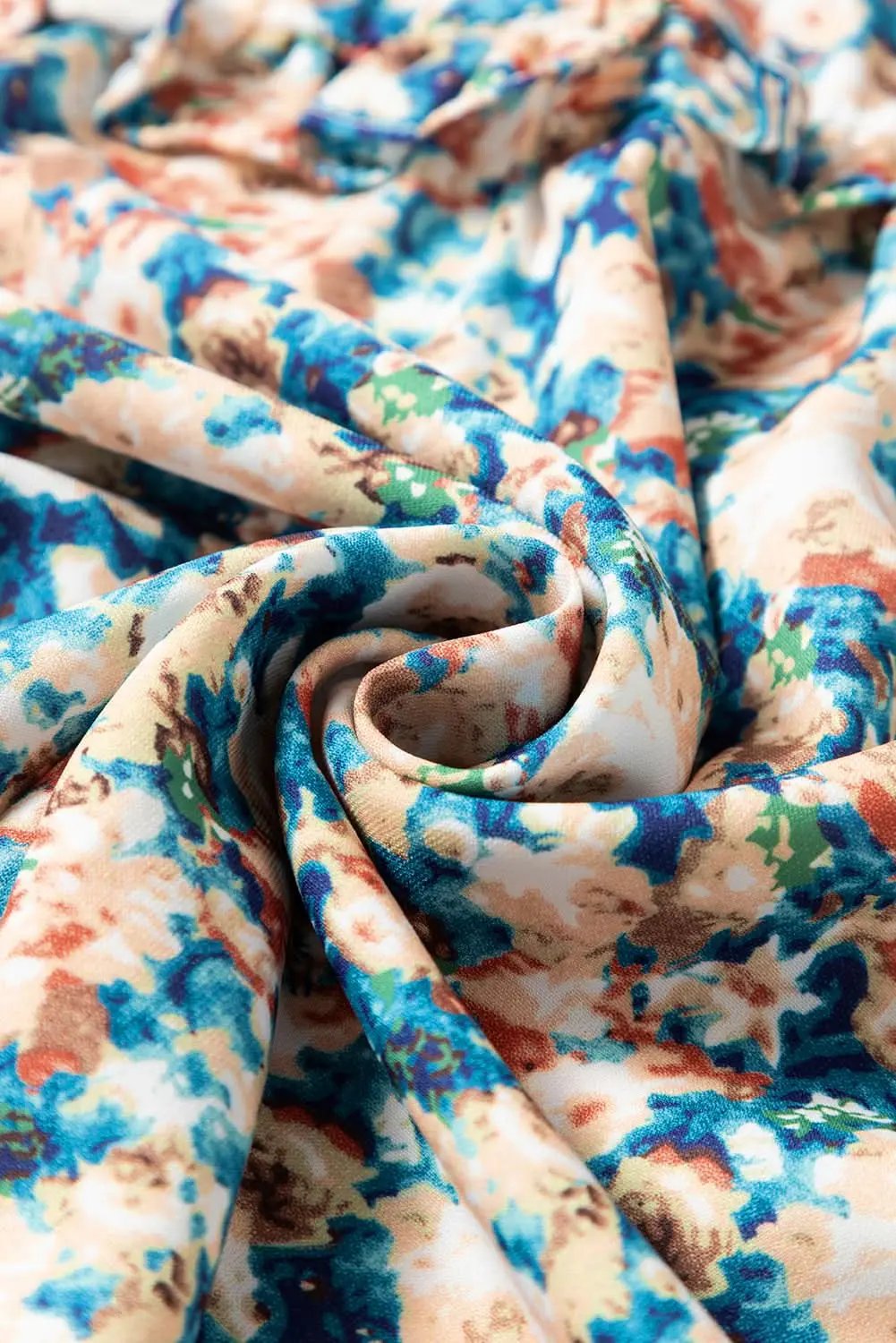 Accessories Love Salve Floral mock neck blouse - sky blue