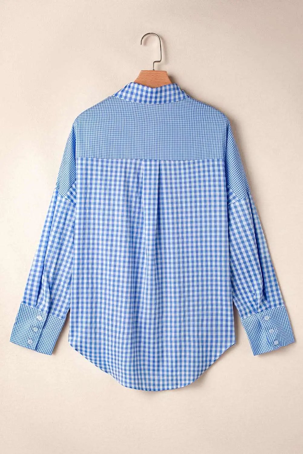 Women's Button-Up Shirt - Sky Blue Plaid - Southern Belle Style