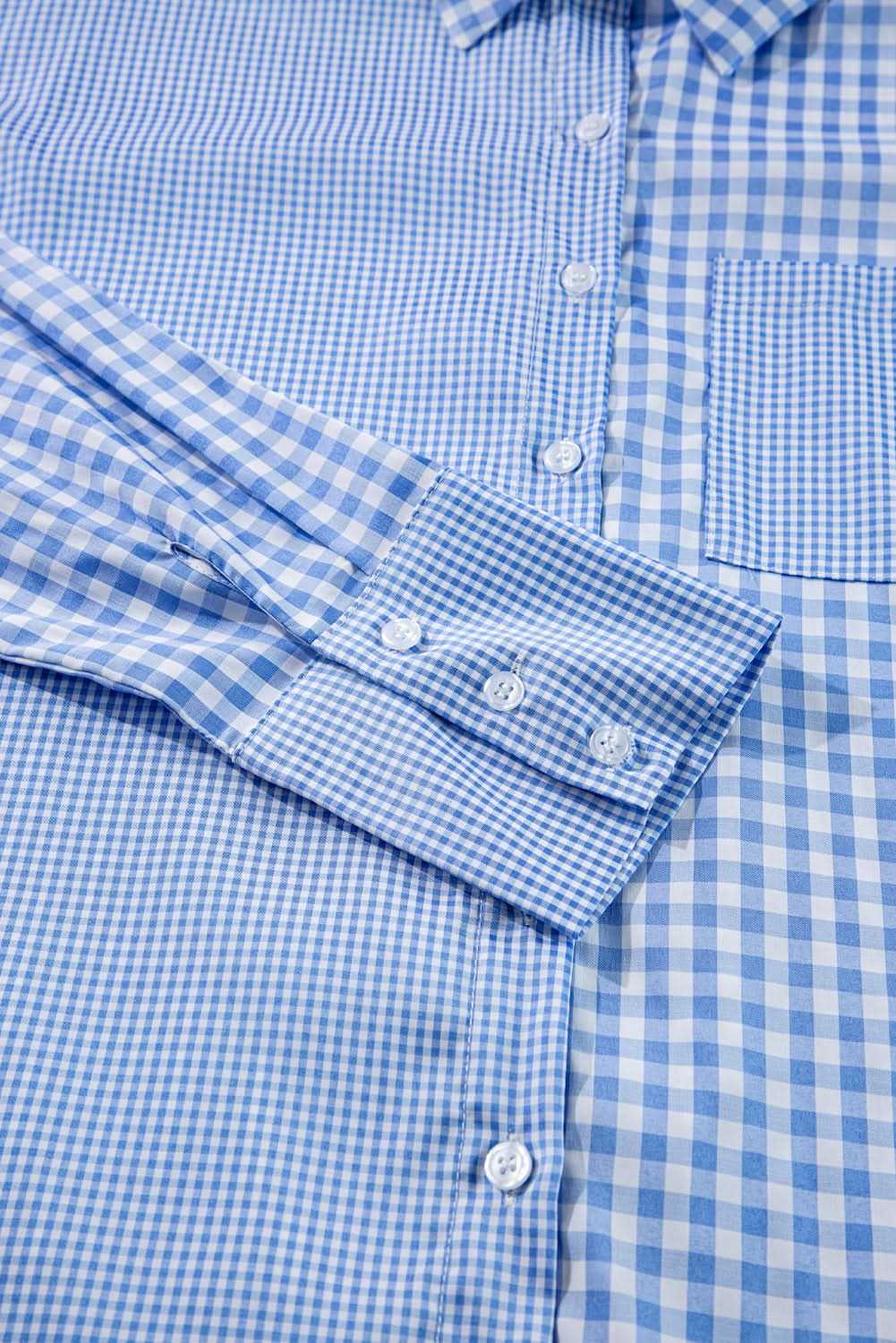 Women's Button-Up Shirt - Sky Blue Plaid - Southern Belle Style