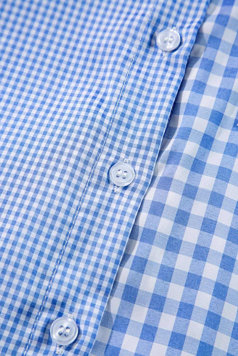 Women's Button-Up Shirt - Sky Blue Plaid - Southern Belle Style