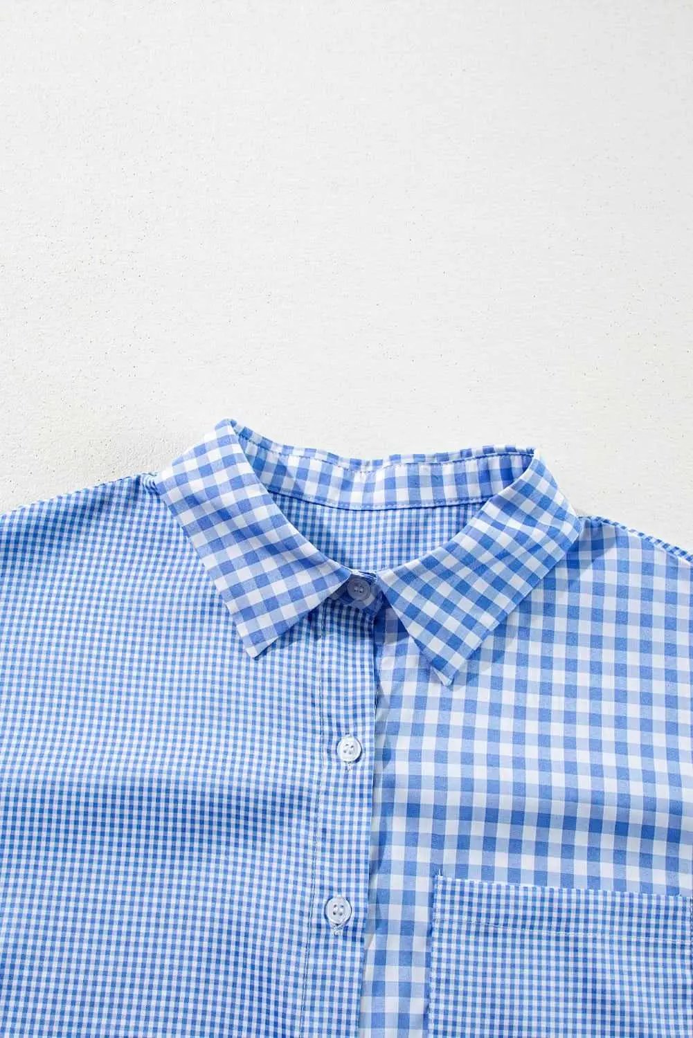 Women's Button-Up Shirt - Sky Blue Plaid - Southern Belle Style