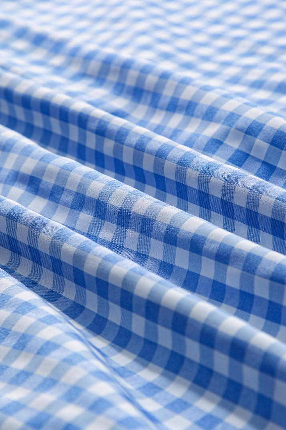 Women's Button-Up Shirt - Sky Blue Plaid - Southern Belle Style
