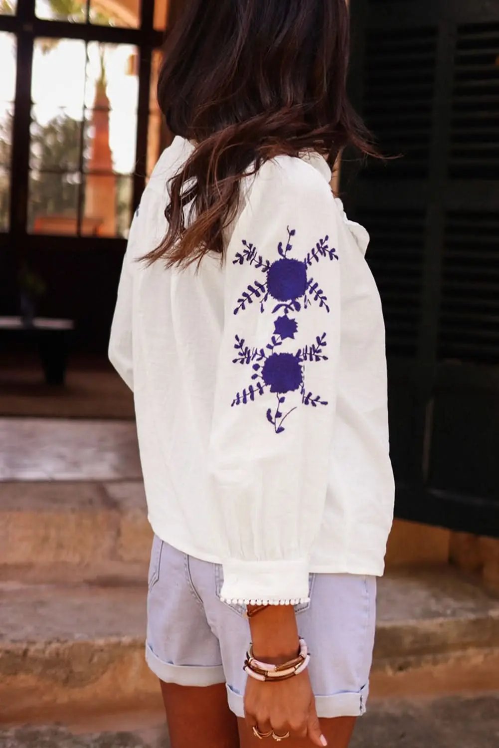 Clothing & Apparel Love Salve Embroidered white floral shirt