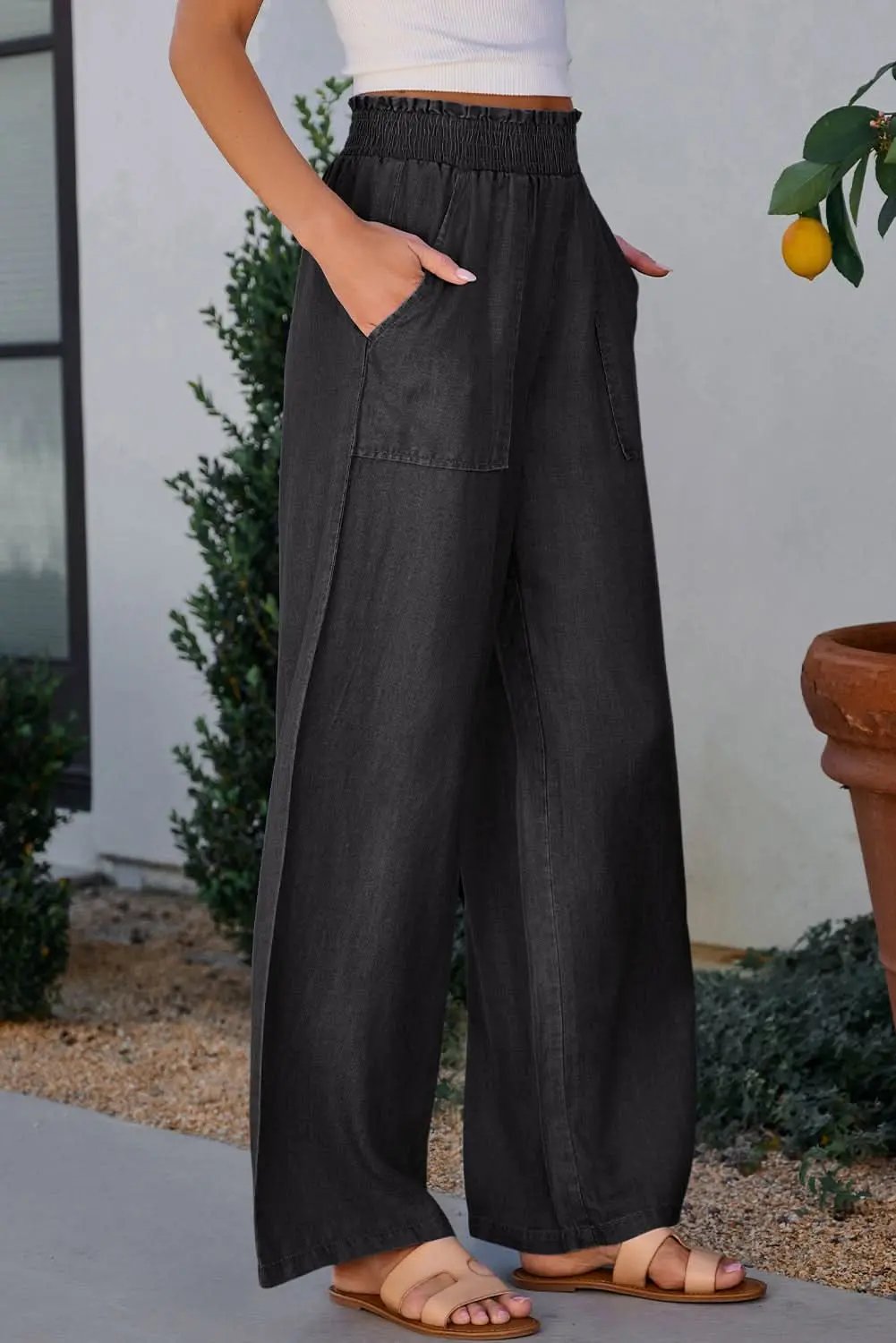 Women's Wide-Leg Jeans Jeans - Wide-Leg High Waist - Chic & Retro Casual