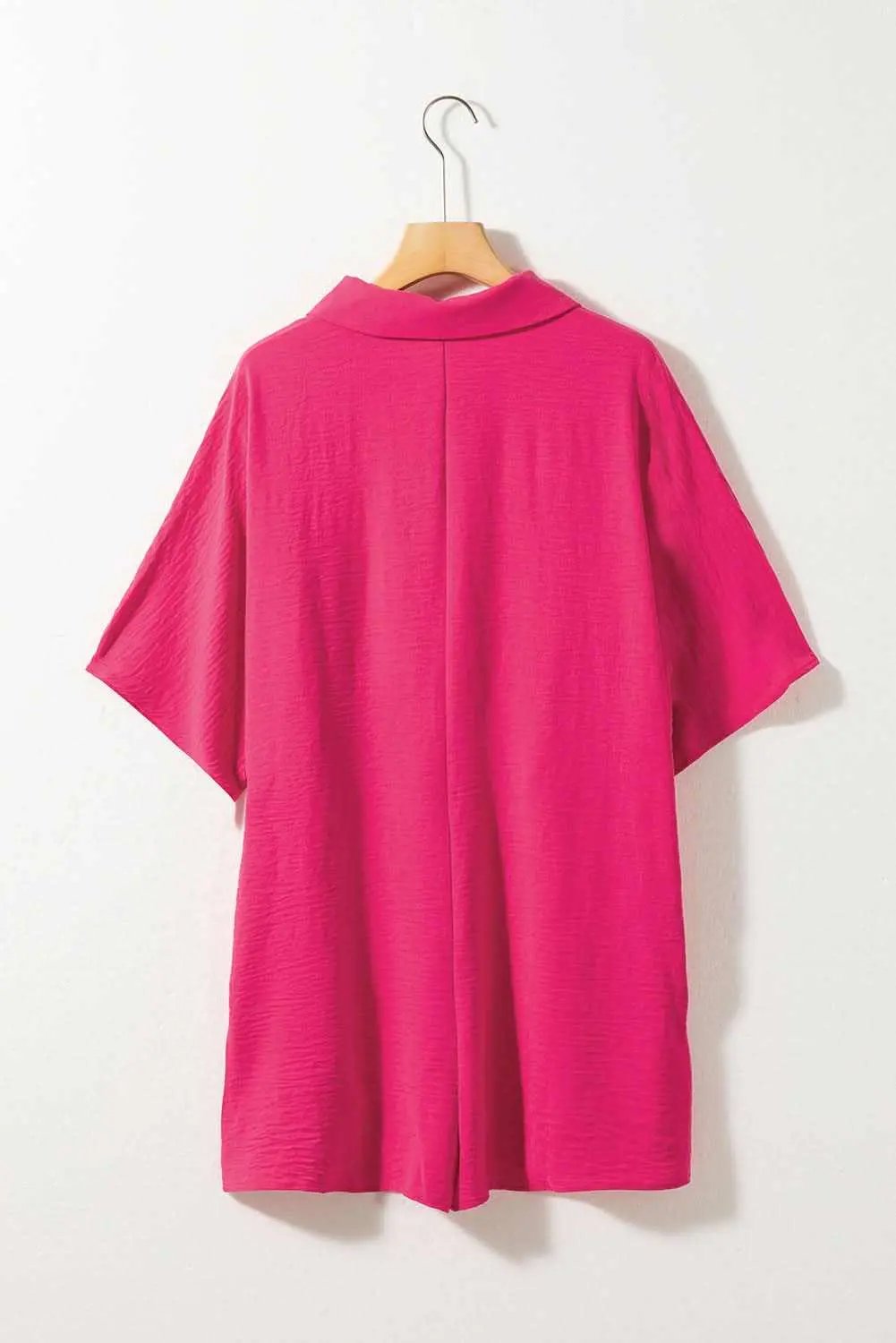 Shoes Love Salve Bright Pink Half Button Collared Loose Romper