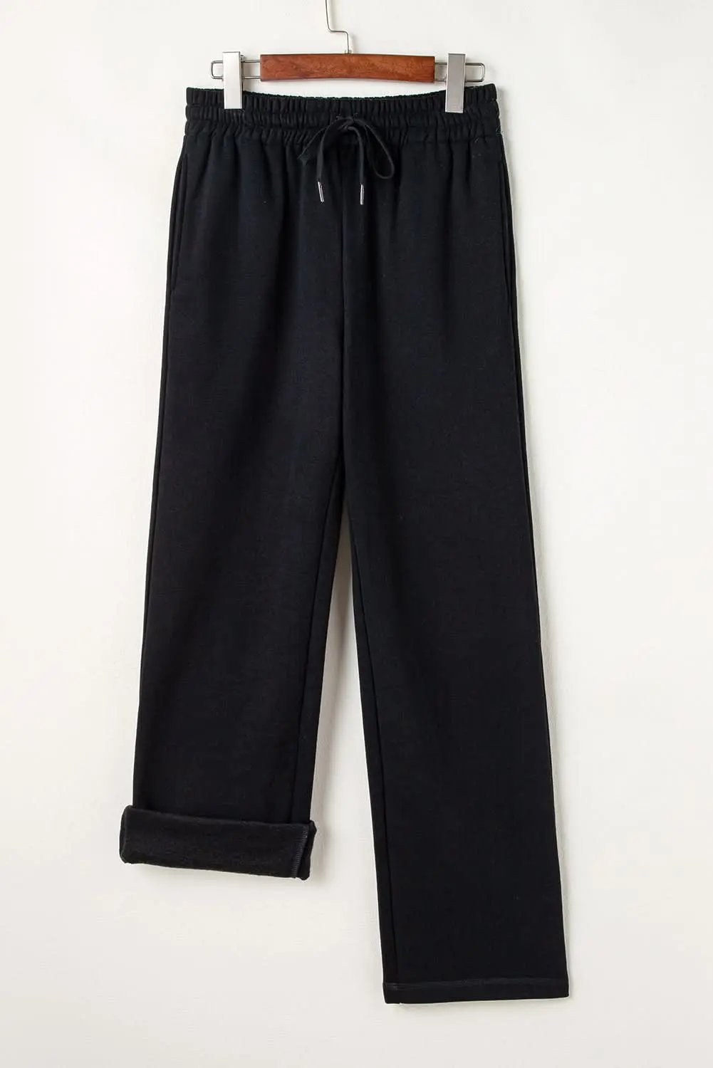 Love Salve Black Fleece Pants Women's Daily Wear Casual Trousers Comfy & Warm