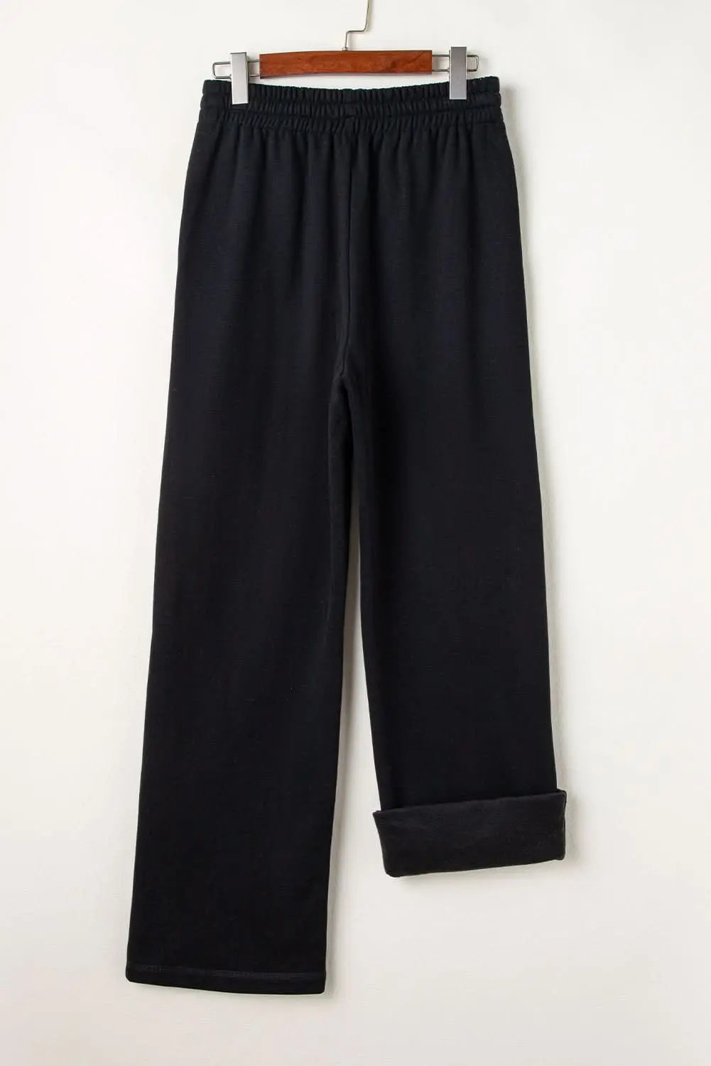 Love Salve Black Fleece Pants Women's Daily Wear Casual Trousers Comfy & Warm