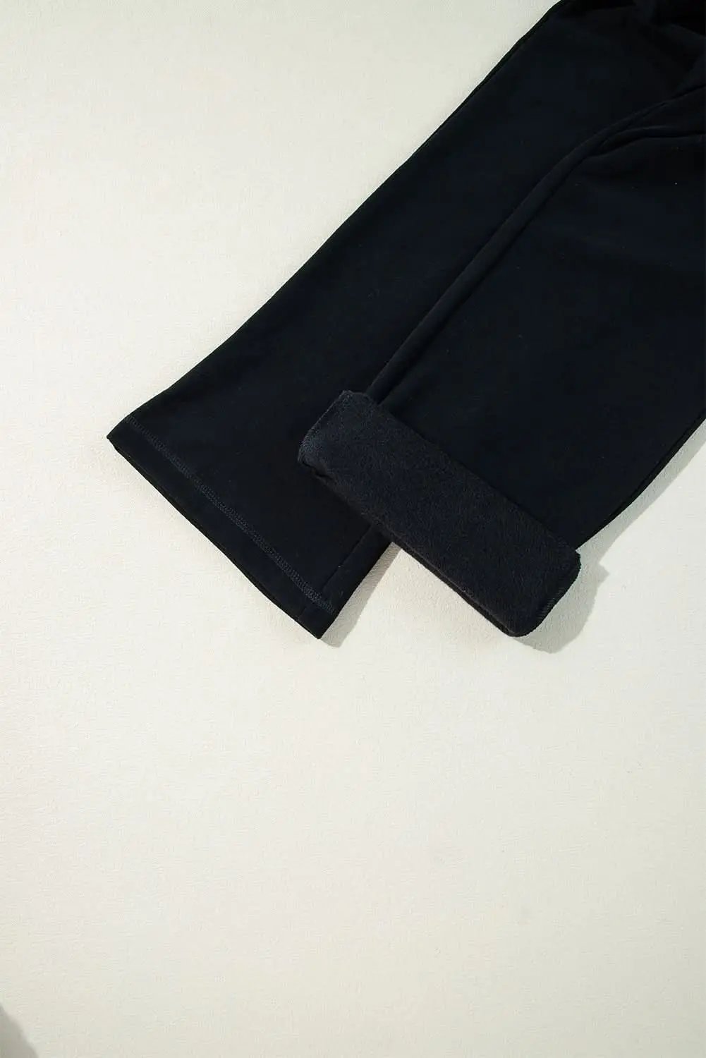 Love Salve Black Fleece Pants Women's Daily Wear Casual Trousers Comfy & Warm