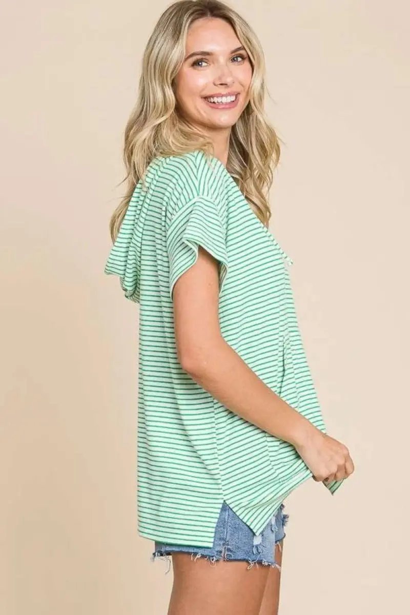 Accessories Love Salve Culture Code Full Size Striped Hooded Top