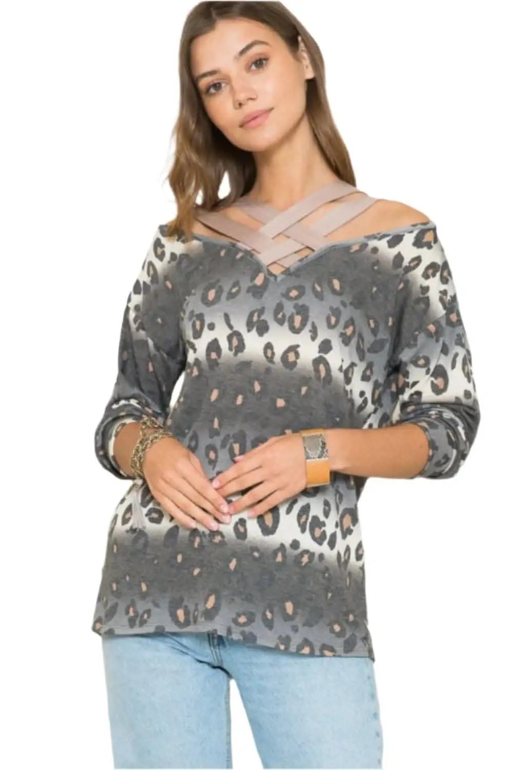 Women's Long Sleeve Tee | Love Salve Leopard Print