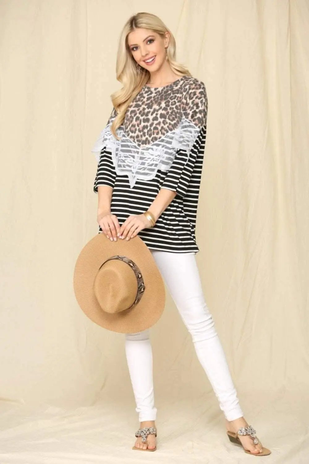 Women's T-Shirt - Leopard Stripe Soft & Stylish - Everyday Fashion Top
