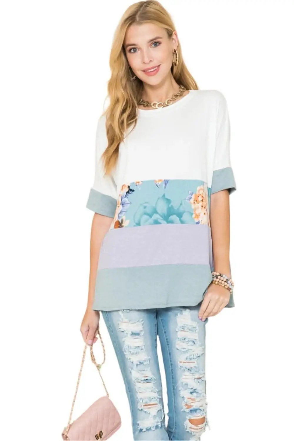 Love Salve Women's Plus Size T-Shirt Color Block — Soft Everyday Wear