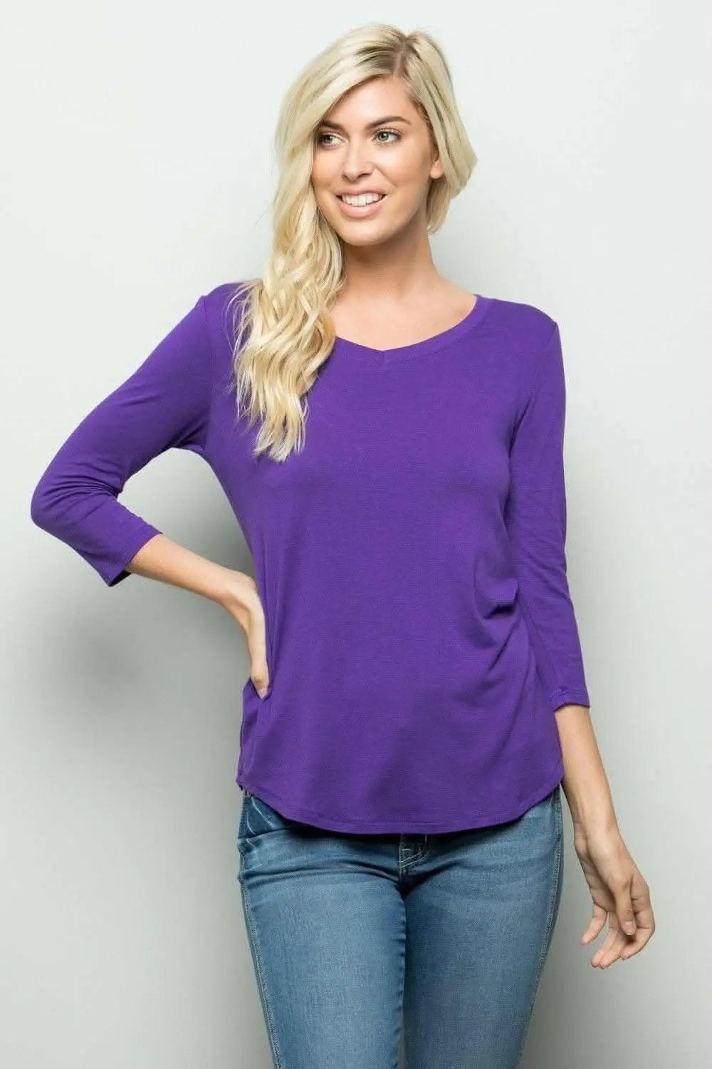 T-Shirts Love Salve Mocha V-Neck Tee Women's Plus Size Basic Top - Soft & Comfy