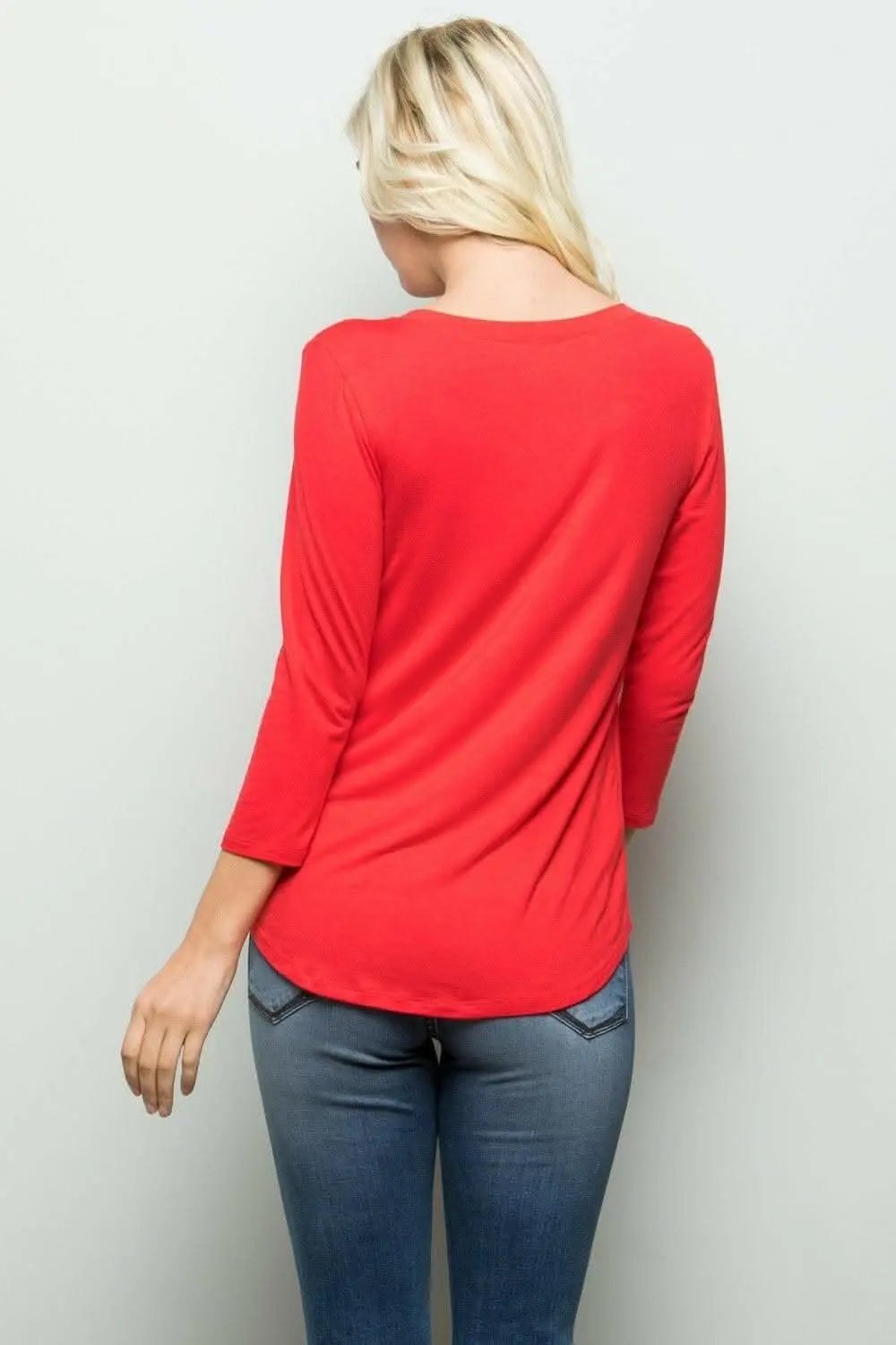 T-Shirts Love Salve Red V-Neck Tee Women's Casual Top Soft, Comfortable