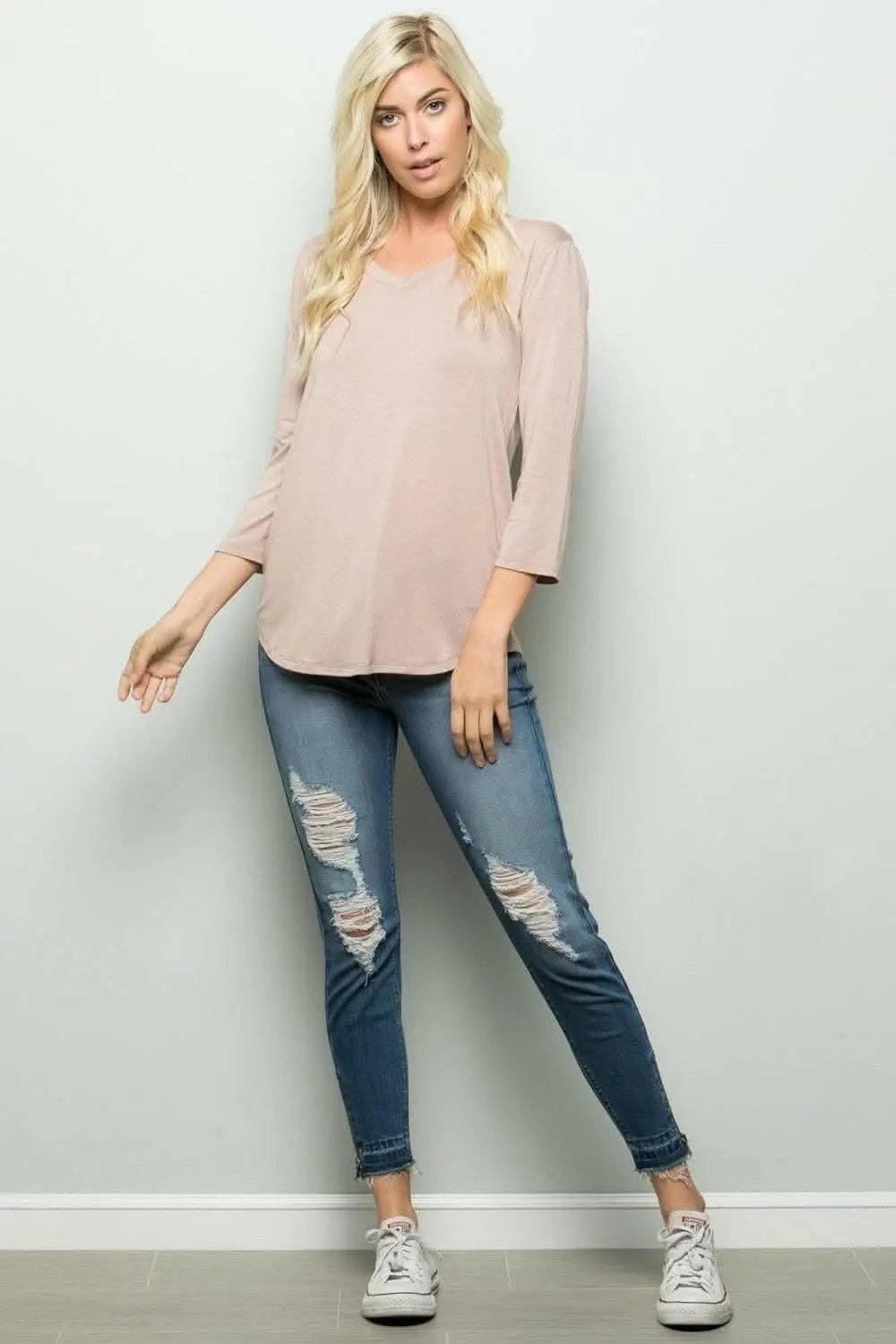 Women's V-Neck T-Shirt Red V-Neck Tee - Soft & Breathable - Women's Everyday Top
