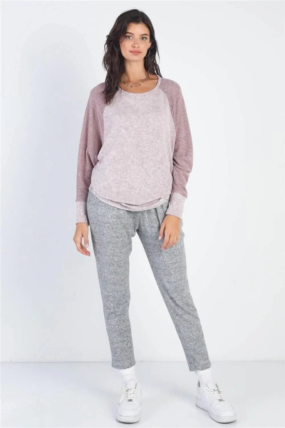 Love Salve Burgundy Top Women's Casual Long Sleeve Tee Soft, Stylish